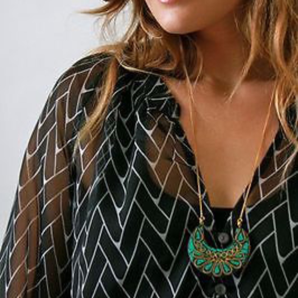 Zoa New York Black and White Sheer Blouse